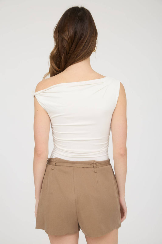 Off-the-Shoulder Twist Shoulder Knit Top