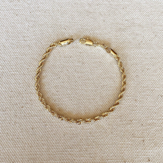 18k Gold Filled 3mm Rope Bracelet