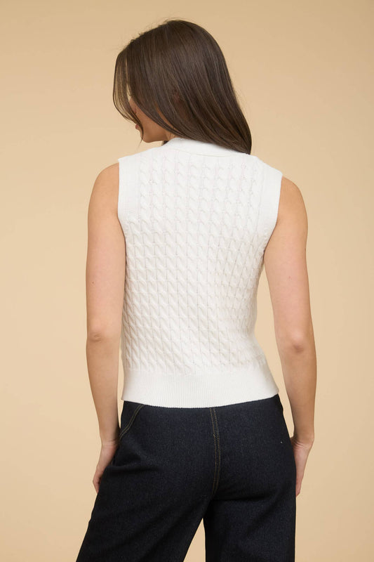 The Ivy Cable Button Sweater Vest