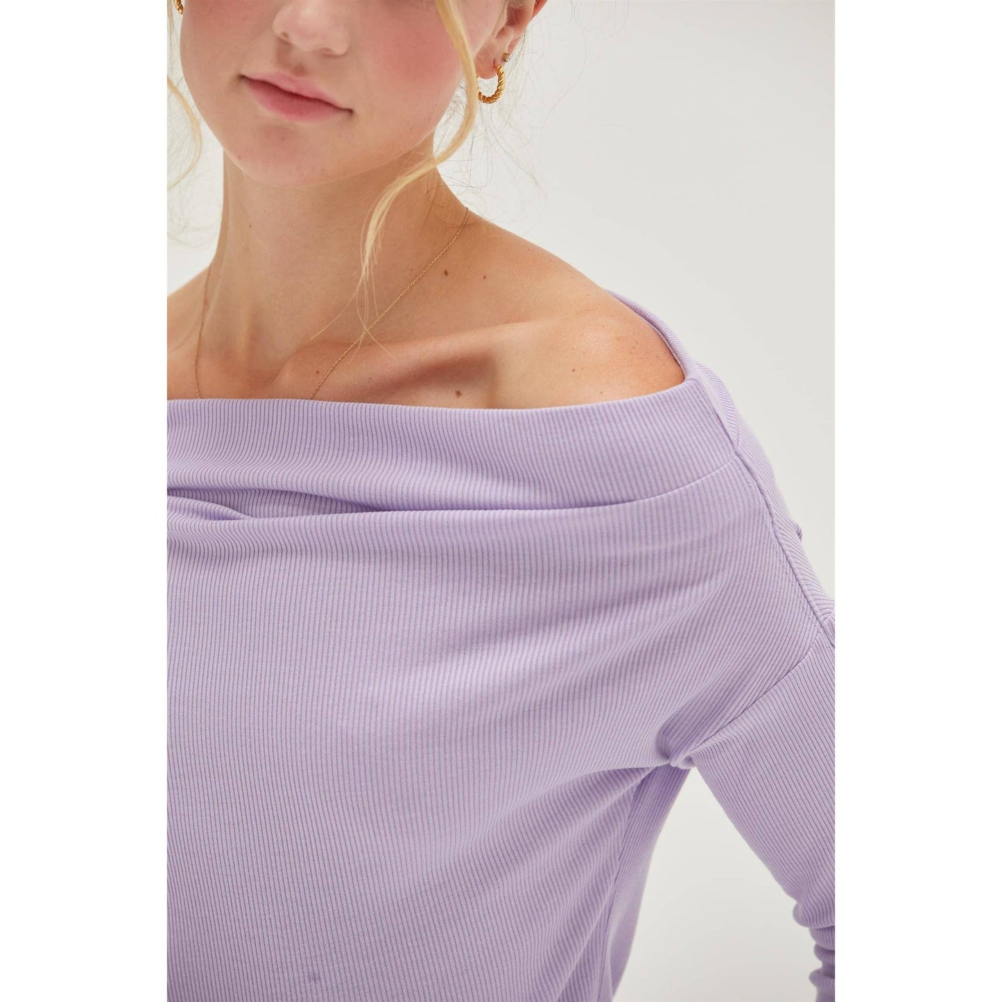 Off The Shoulder Ribbed Knit Top