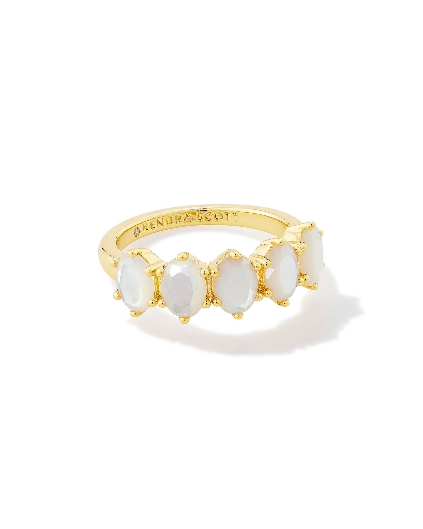 Cailin Crystal Band Ring - Ivory Mother of Pearl - June
