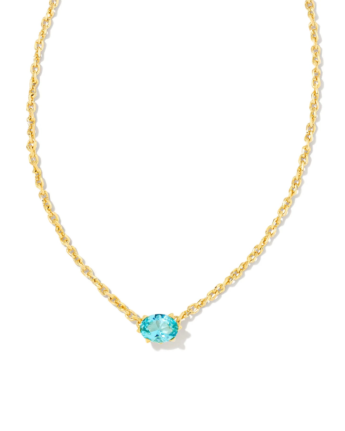 Cailin Gold Pendant Necklace in Aqua Crystal - March Birthstone