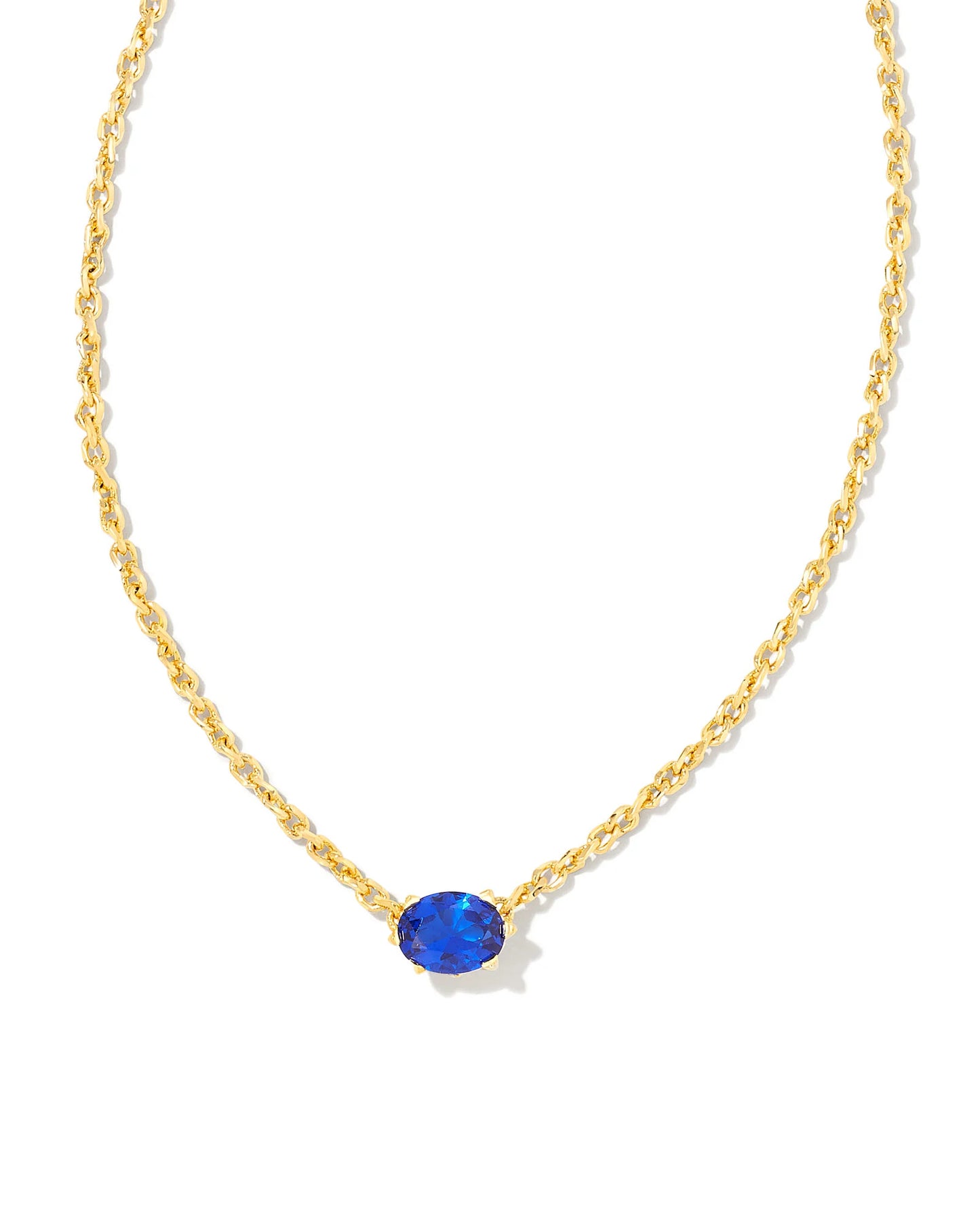 Cailin Gold Pendant Necklace in Blue Crystal - September Birthstone