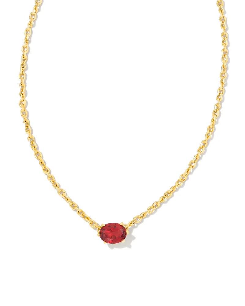 Cailin Gold Pendant Necklace in Burgundy Crystal - July birthstone
