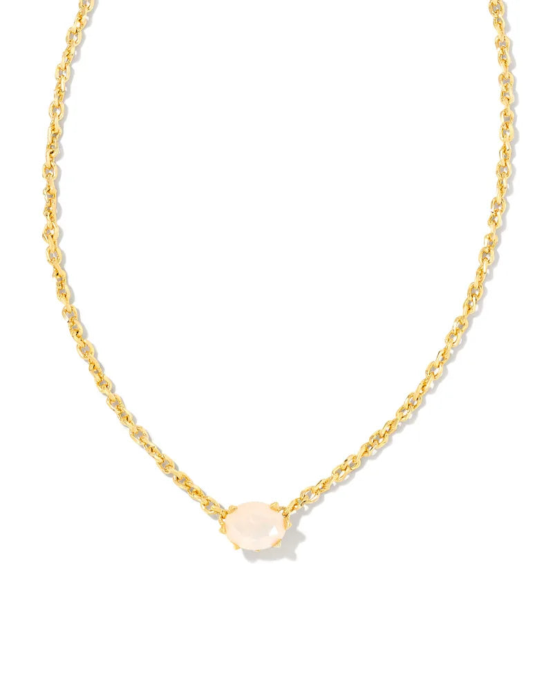 Cailin Gold Pendant Necklace in Champagne Opal Crystal - October Birthstone