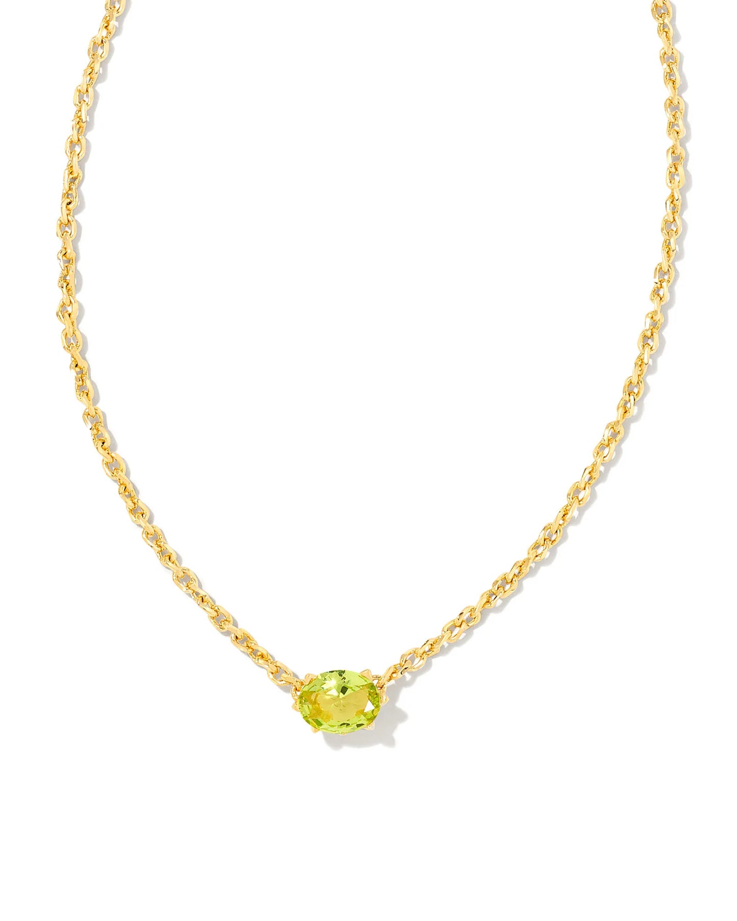 Cailin Gold Pendant Necklace in Green Peridot Crystal - August Birthstone
