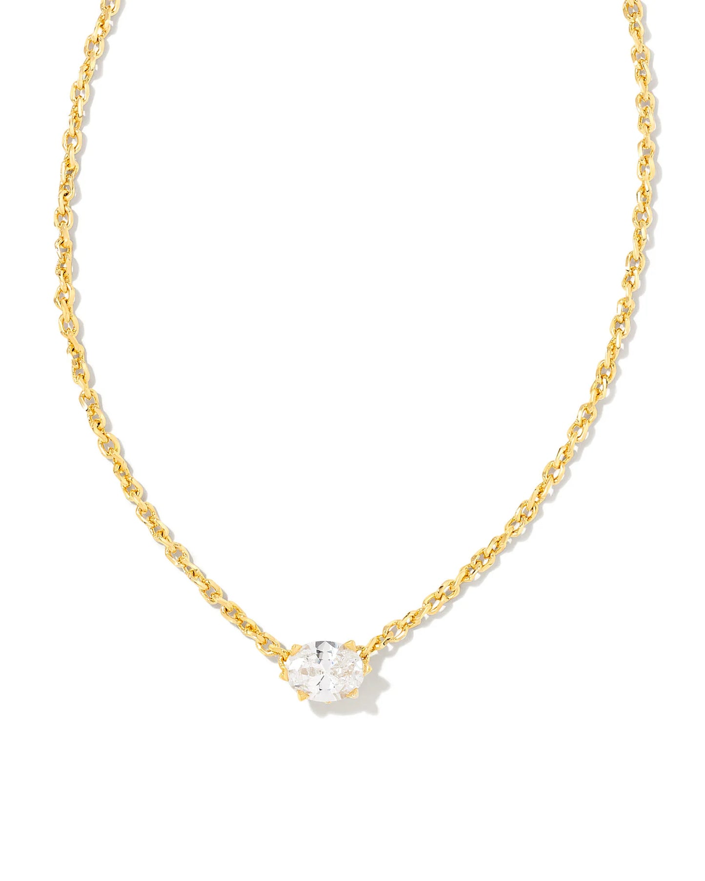 Cailin Gold Pendant Necklace in White Crystal - April Birthstone
