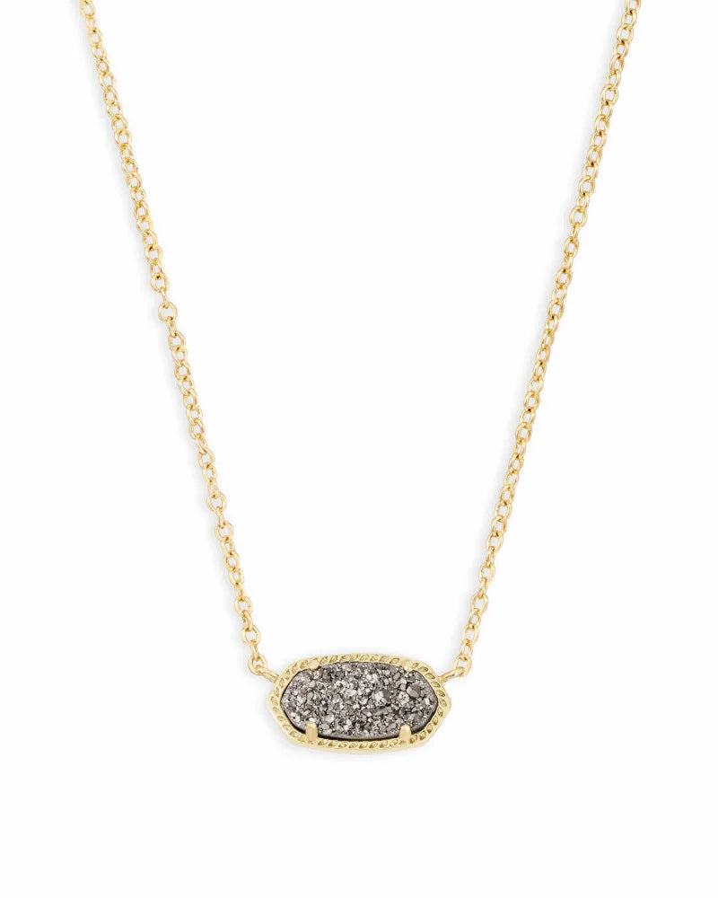 Elisa Short Pendant Necklace in Platinum Drusy