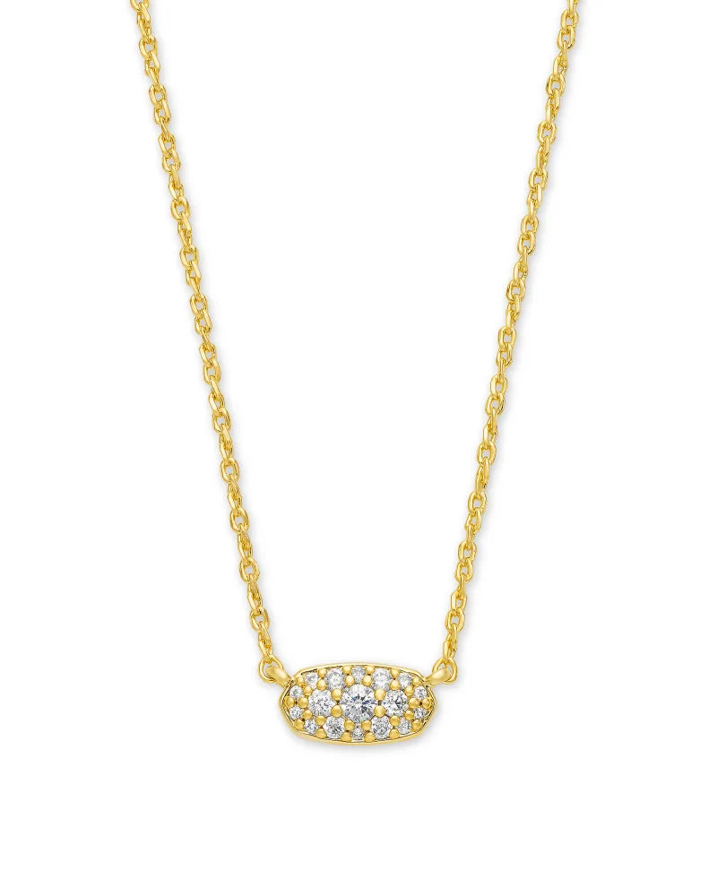 Grayson Crystal Pendant Necklace in Gold White Crystal