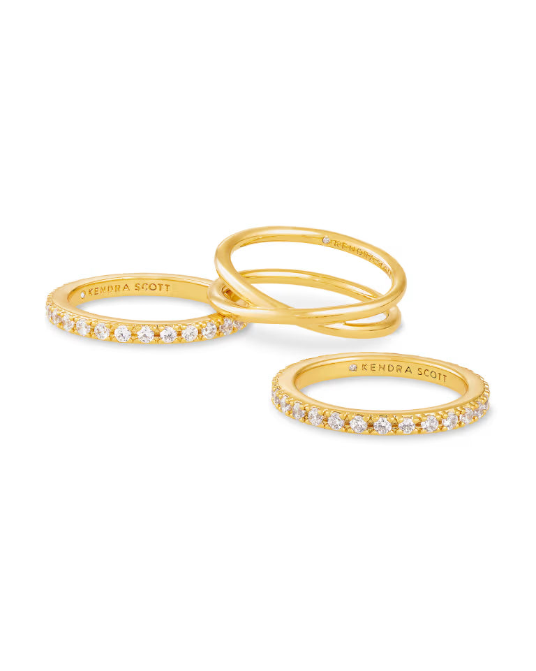 Livy Rings Set of 3 in White CZ - Gold