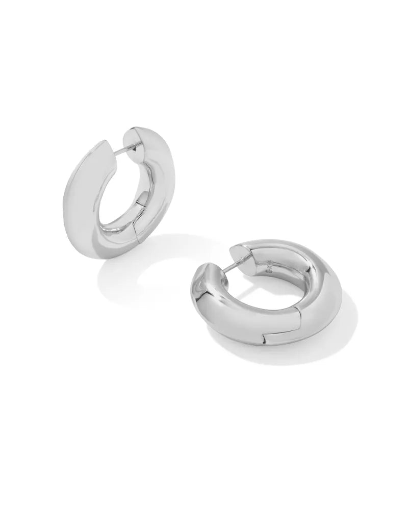 Mikki Metal Huggie Earrings in Silver