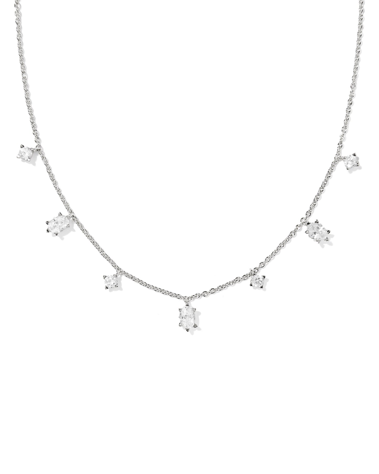 Cailin Delicate Strand Necklace Silver White CZ – Holiday Edition
