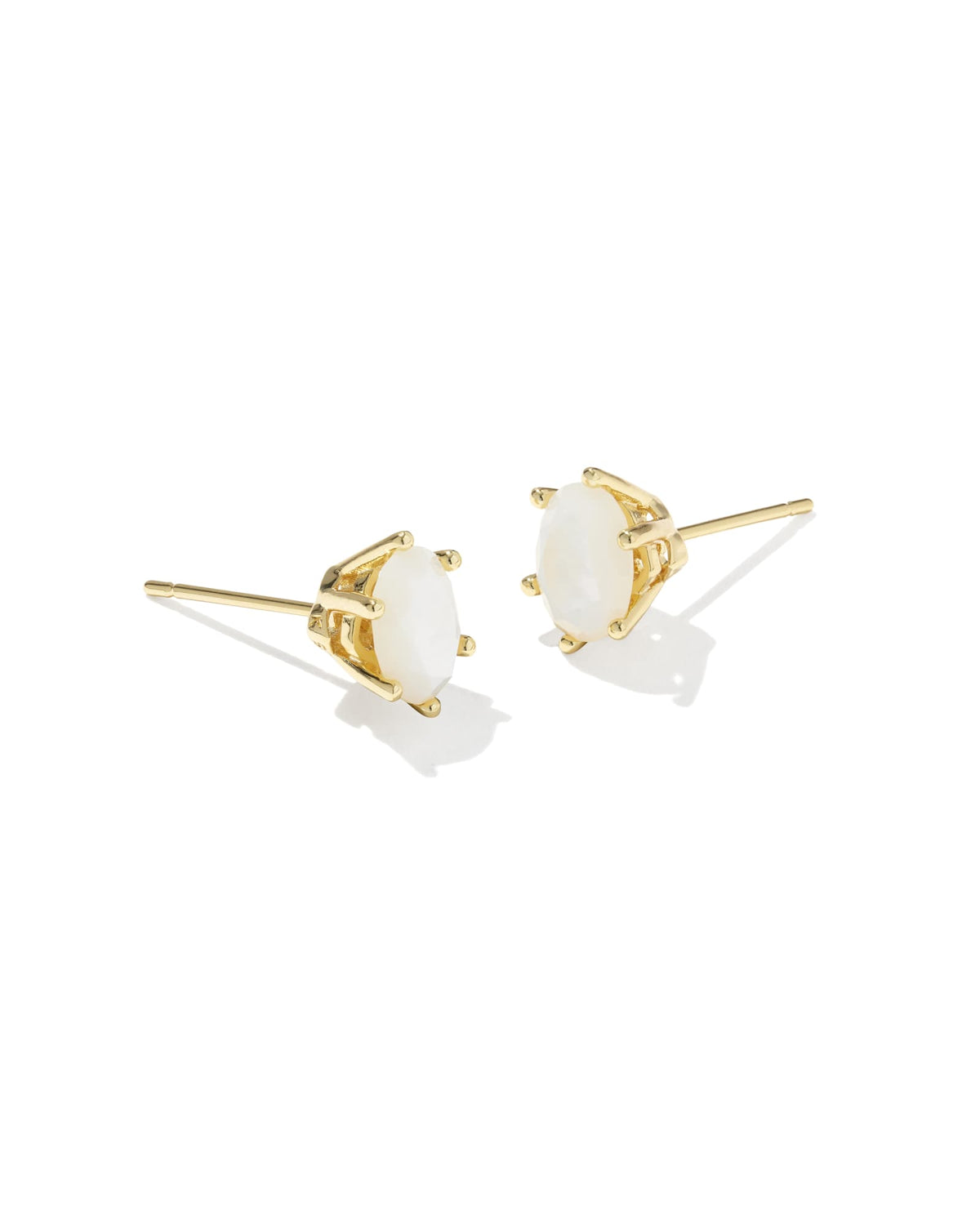 Cailin Crystal Stud Earrings in Ivory Mother of Pearl | Gold