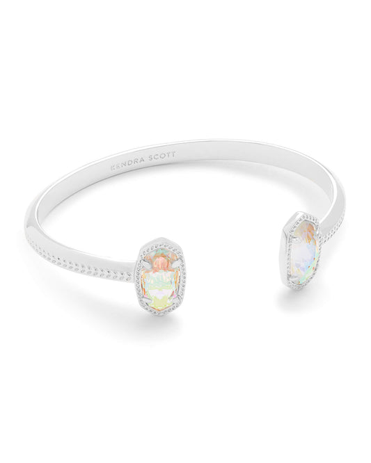 Elton Cuff Bracelet in Dichroic Glass - Silver