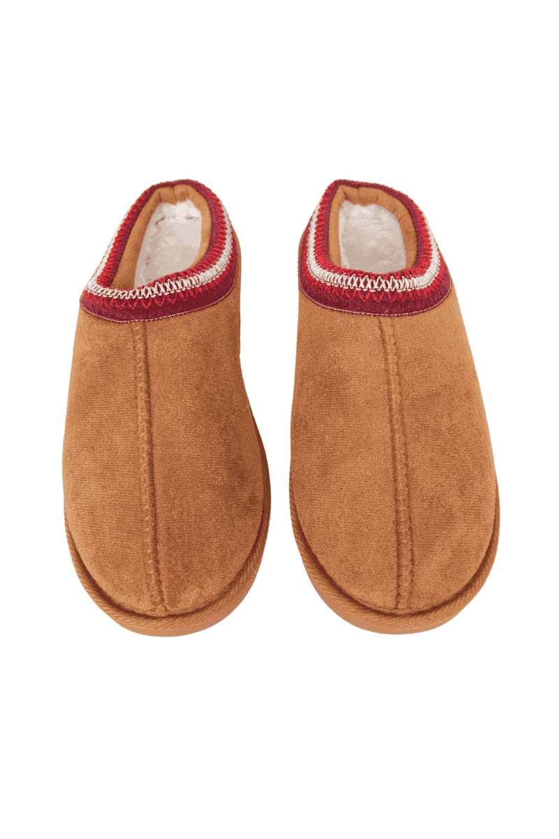 Chestnut Embroidered Women's House Slippers