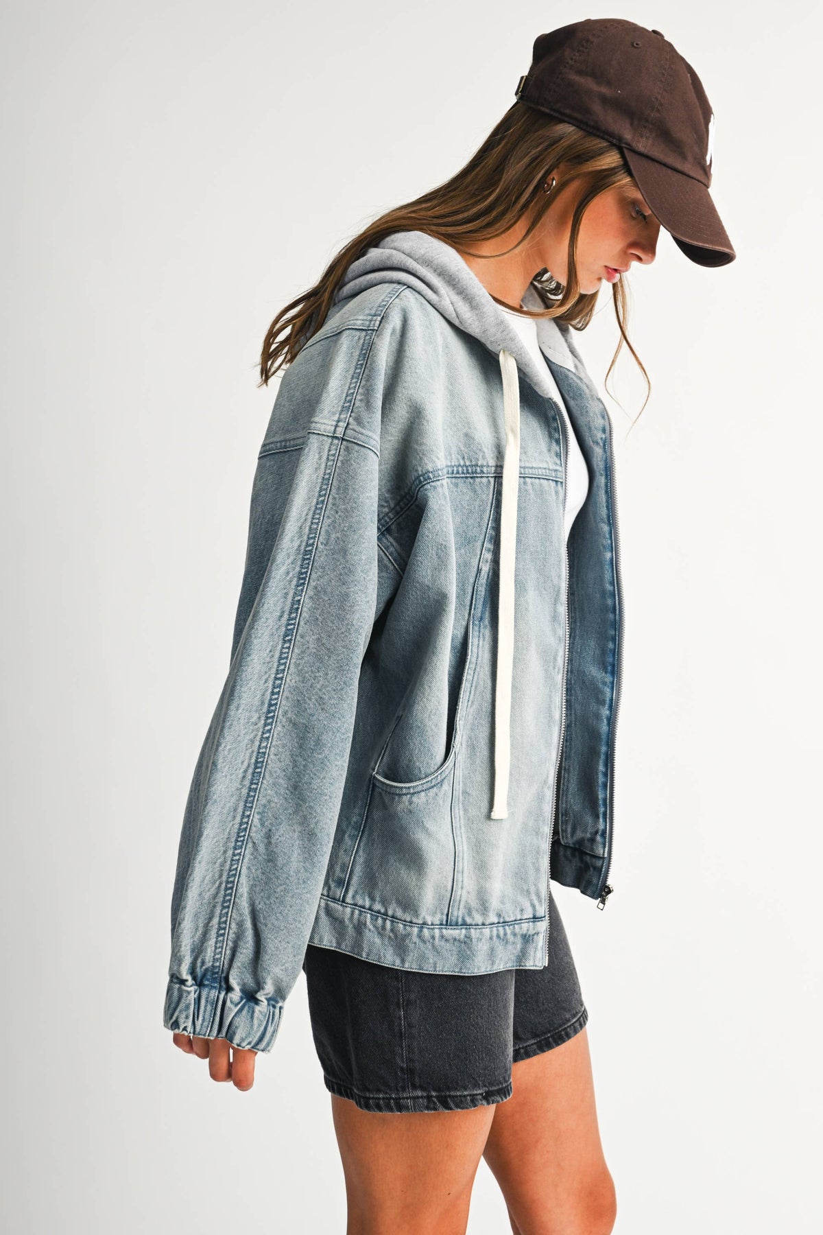 Mineral Wash Oversized Zip-Up Hoodie
