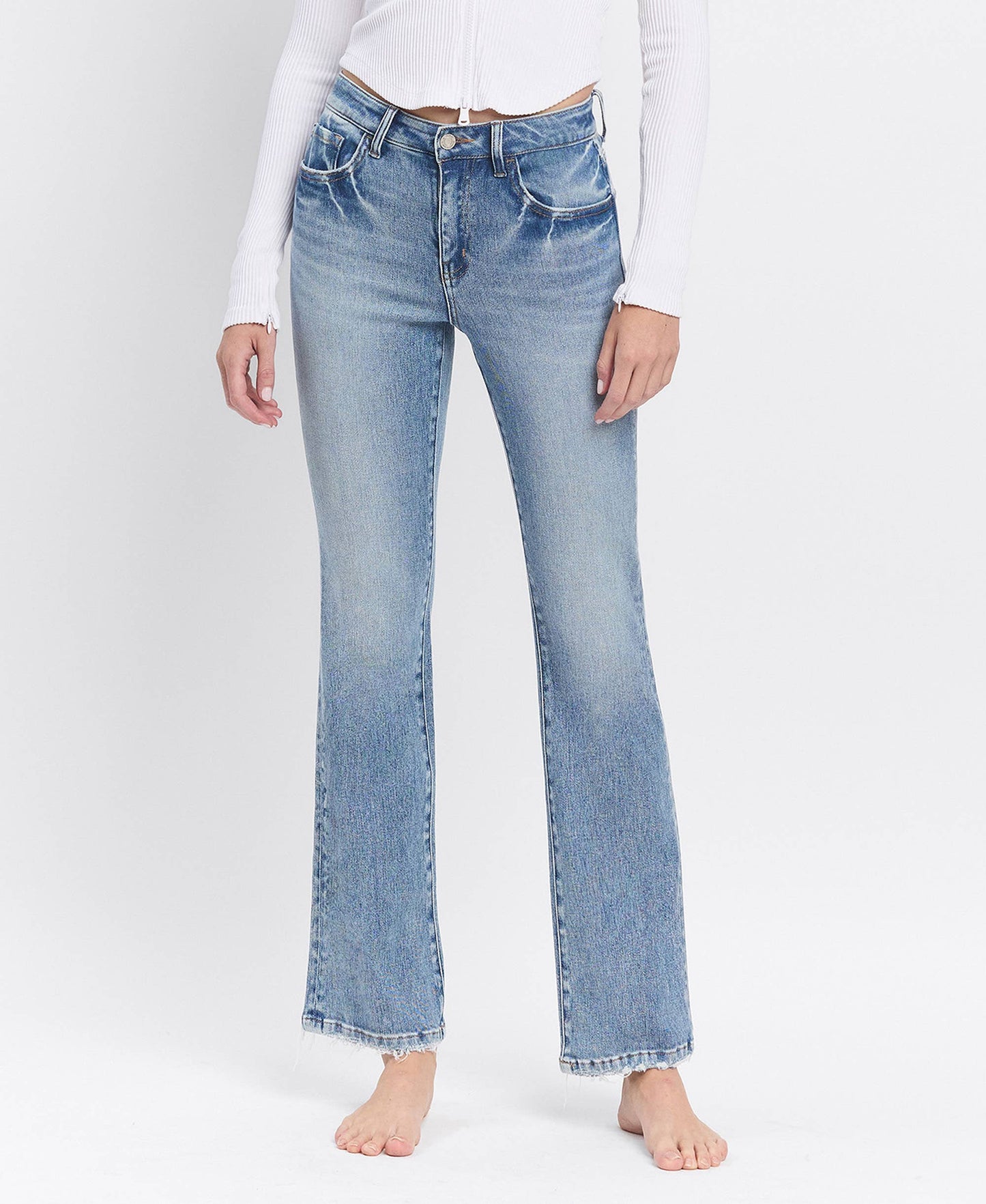 High Rise Full Length Bootcut Jeans