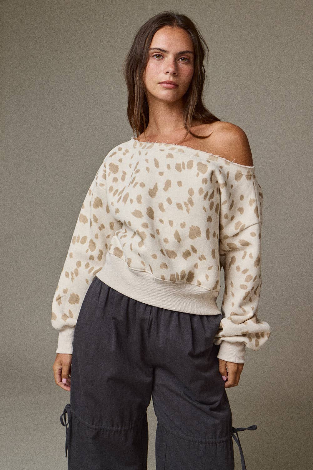 Animal Print Boat Neck Top