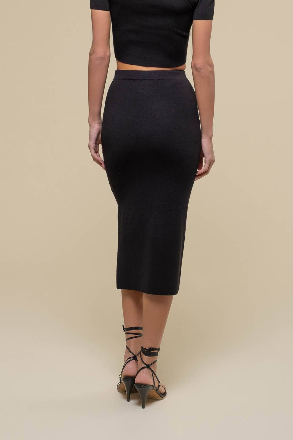 High Waist Side Slit Midi Skirt