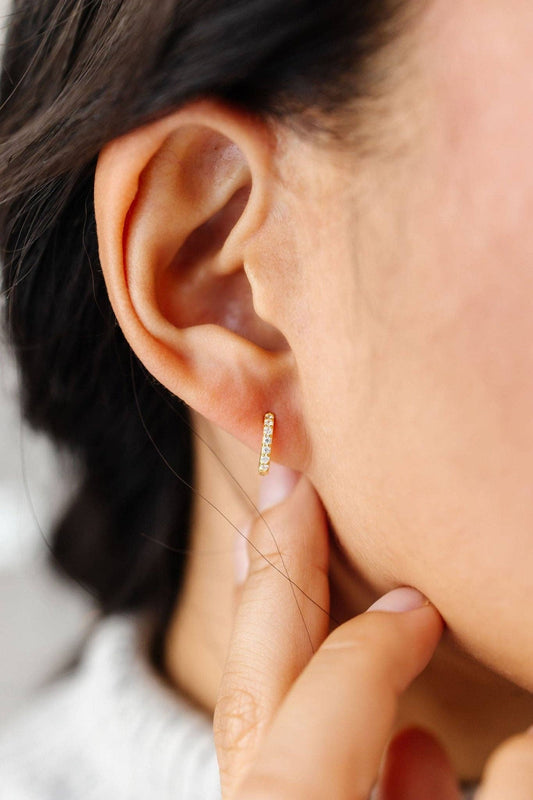 Gold Crystal Mini Hoops - Hypoallergenic