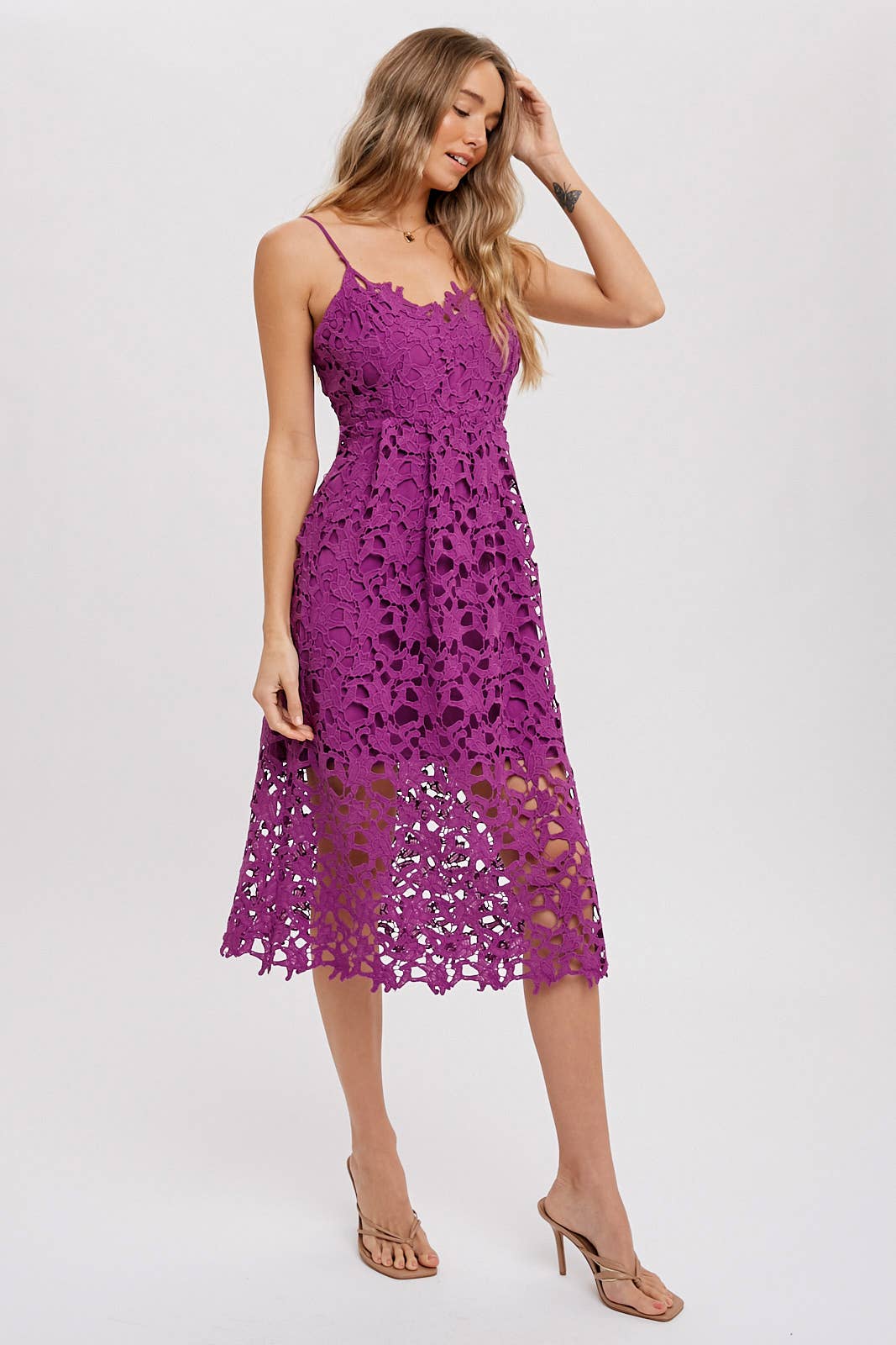 CROCHET LACE MIDI DRESS