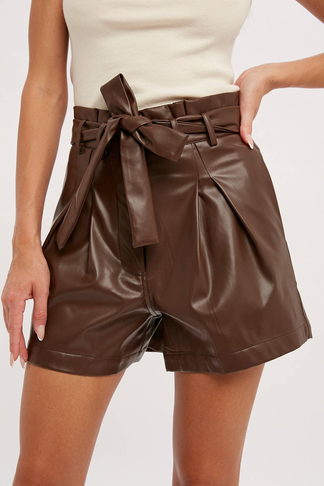 High Waisted Vegan Leather Shorts