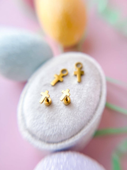 Tiny Cross Stud Earrings