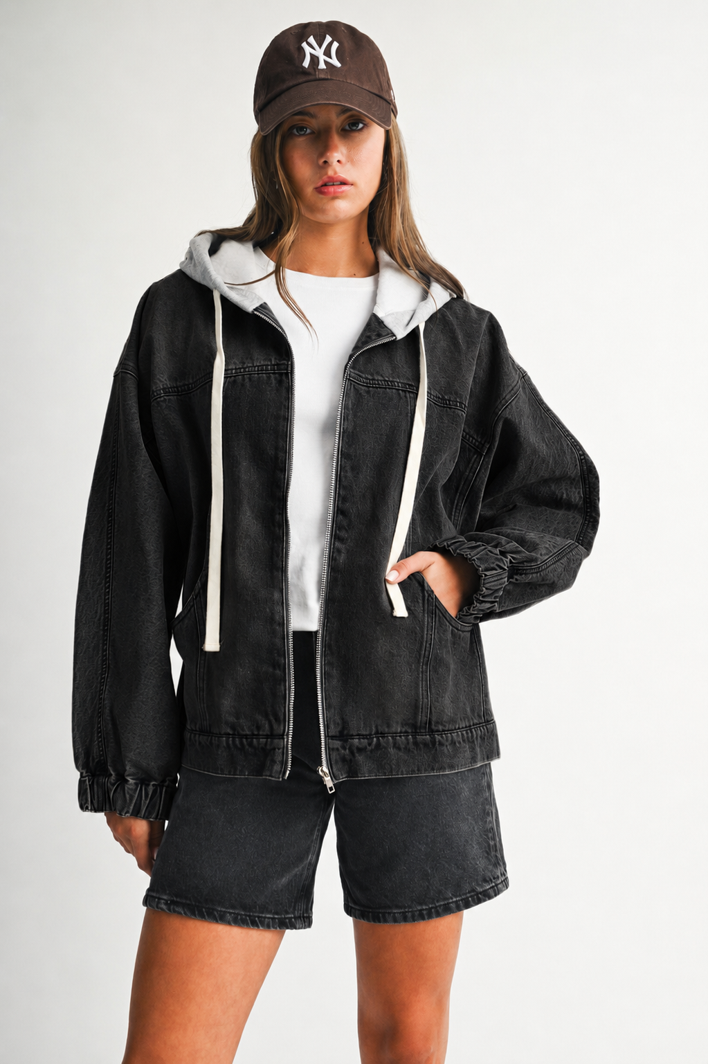 Mineral Wash Oversized Zip-Up Hoodie
