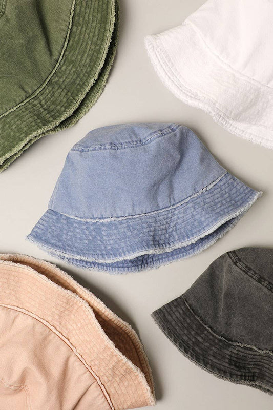 Frayed Canvas Cotton Denim Bucket Hat