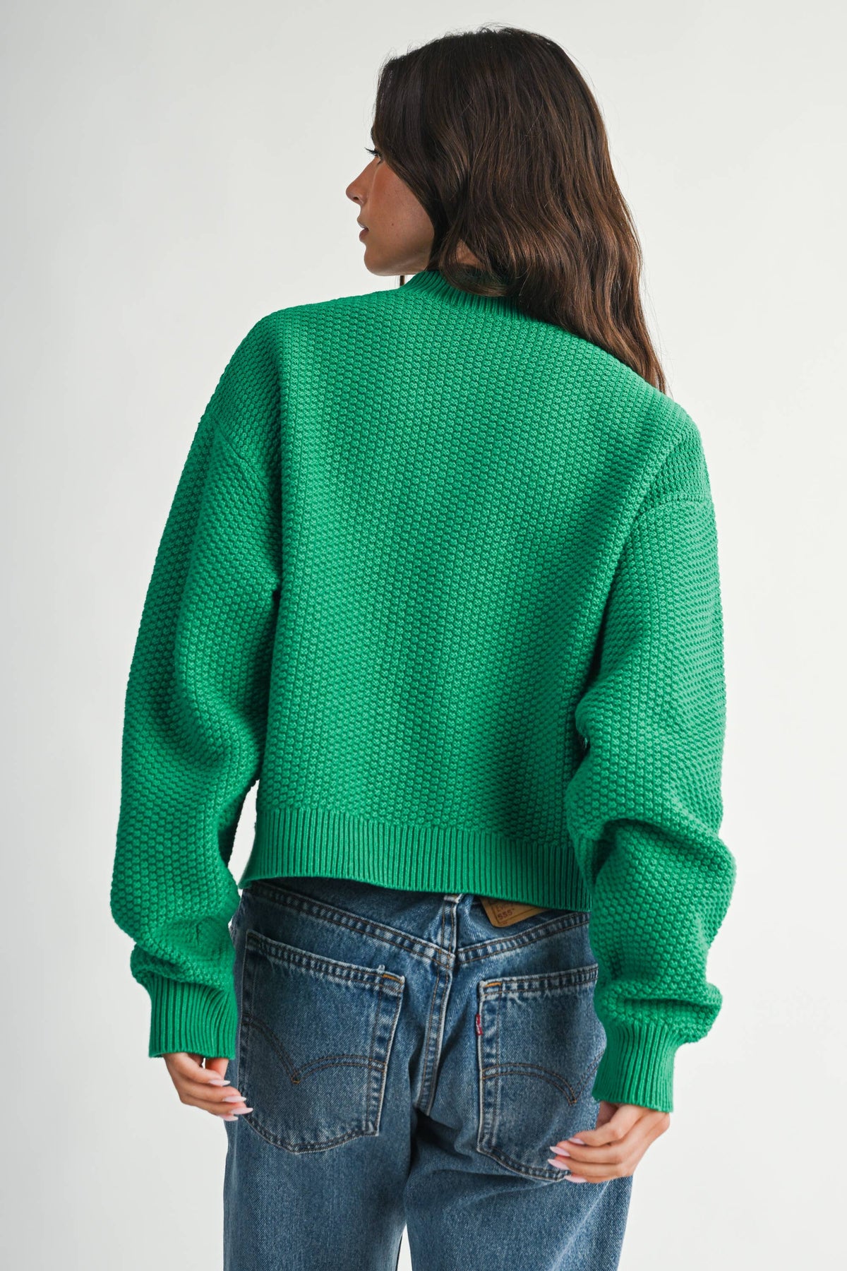 Textured Knit Statement Button Cardigan