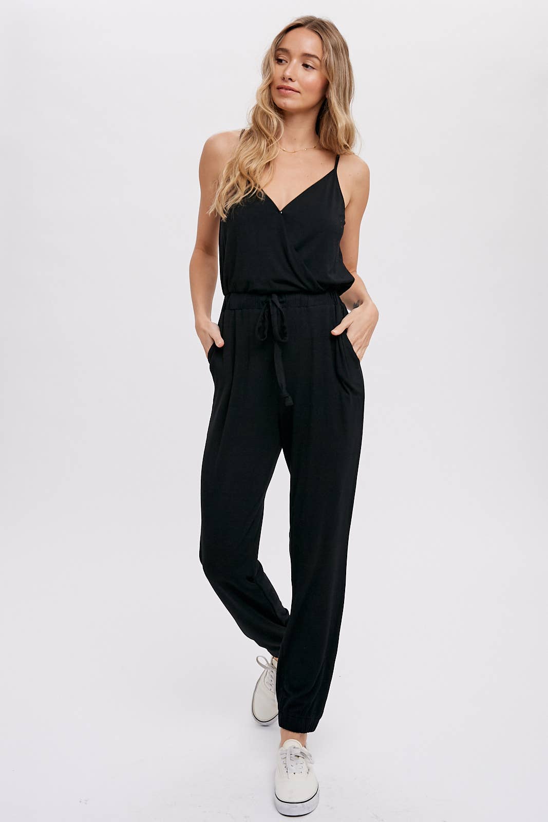 Surplice Casual Jersey Jumpsuit