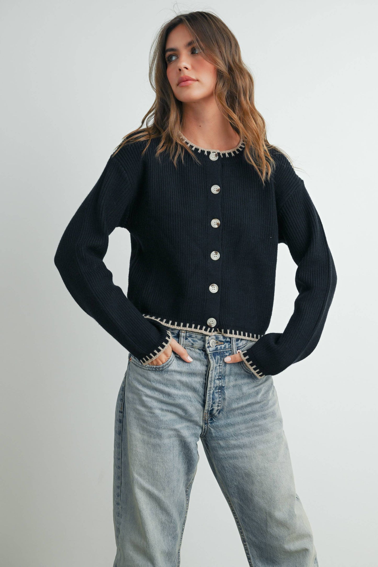 Women's Crewneck Cardigan Sweater