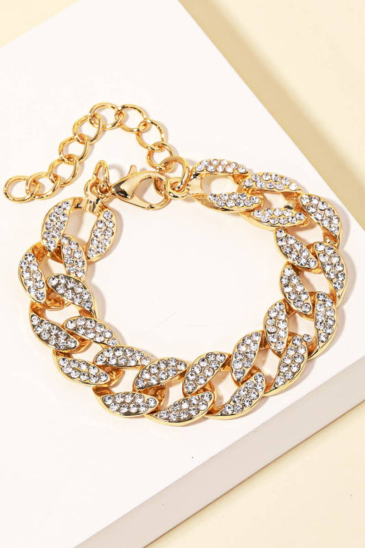 Pave Curb Chain Link Bracelet