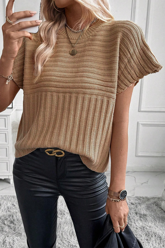 Ribbed Wide Sleeve Sweater Top