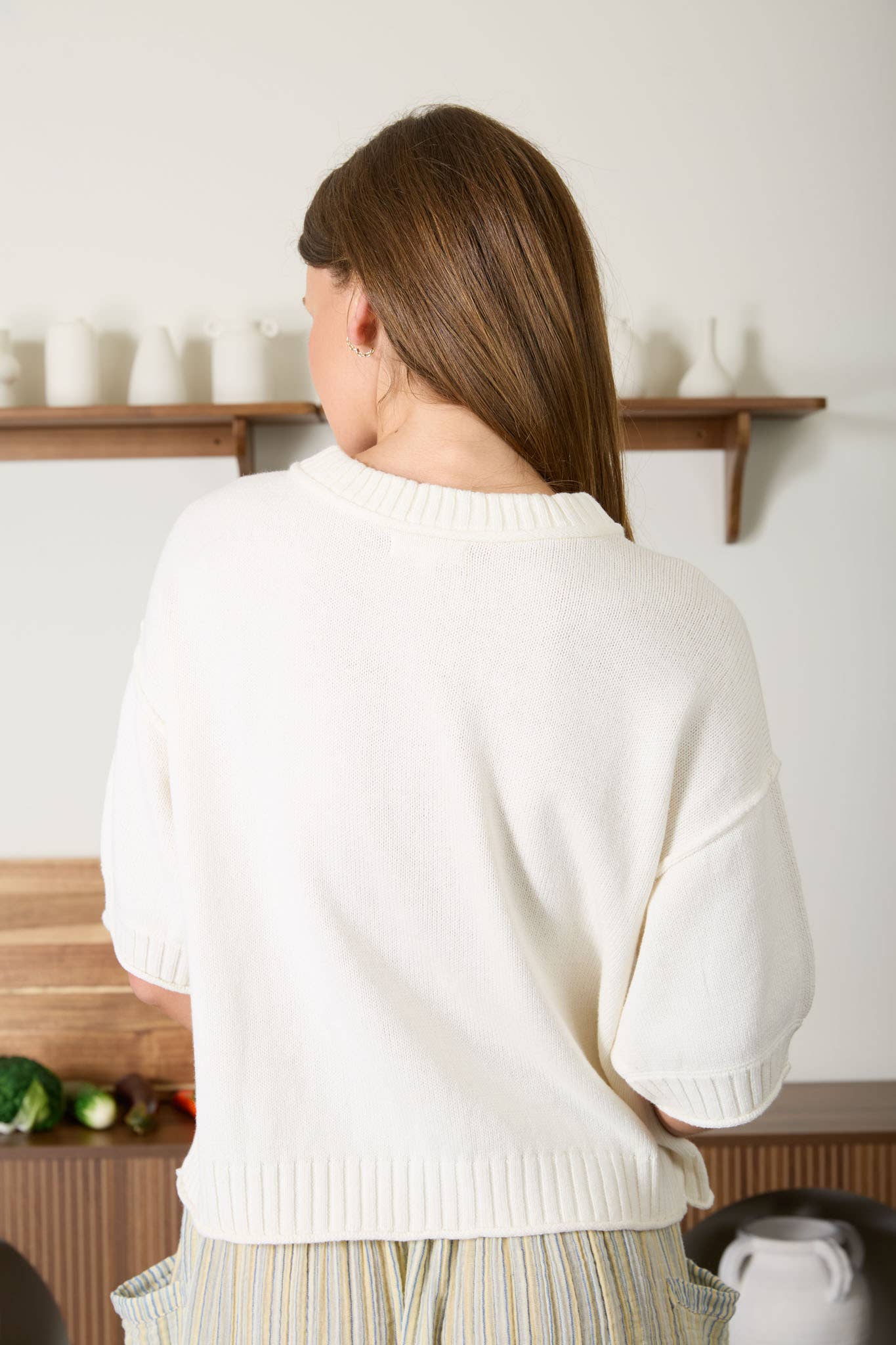 Solid Knit Cardigan Sweater