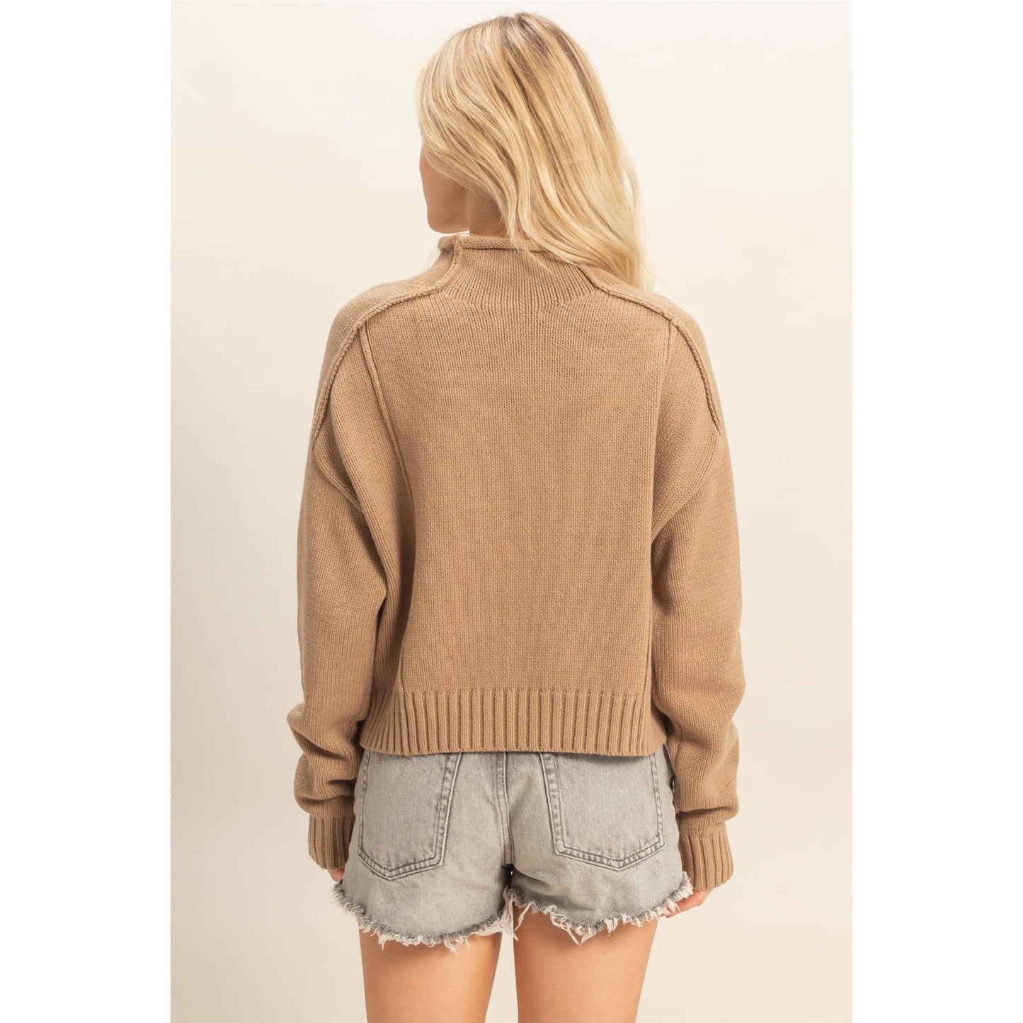 Mock Neck Ribbed Sweater