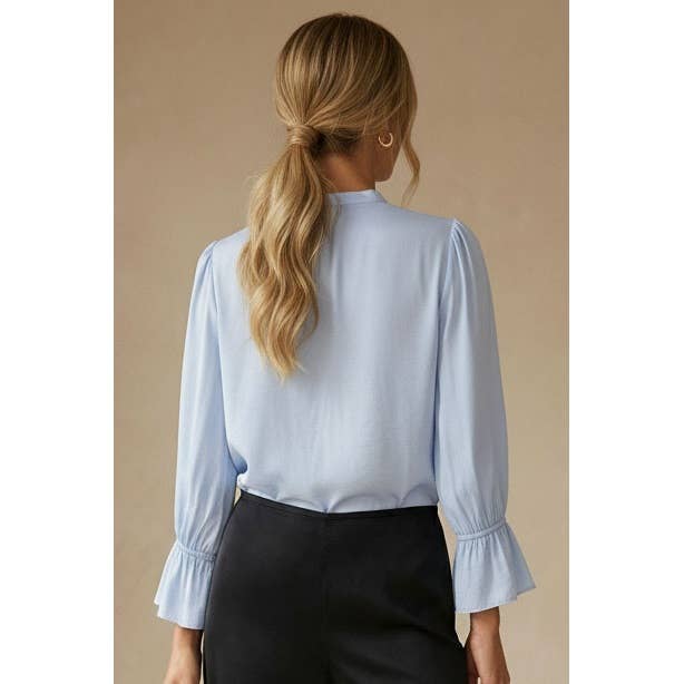 V-neck Blouse With Flared Cuffs