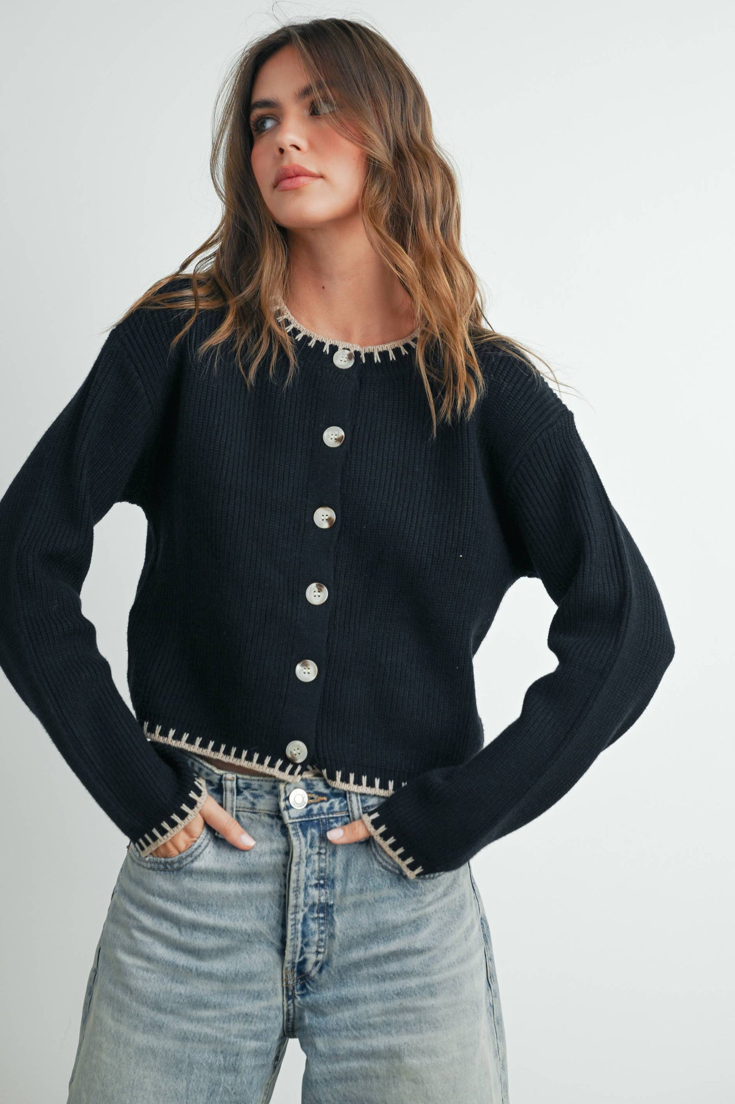 Women's Crewneck Cardigan Sweater