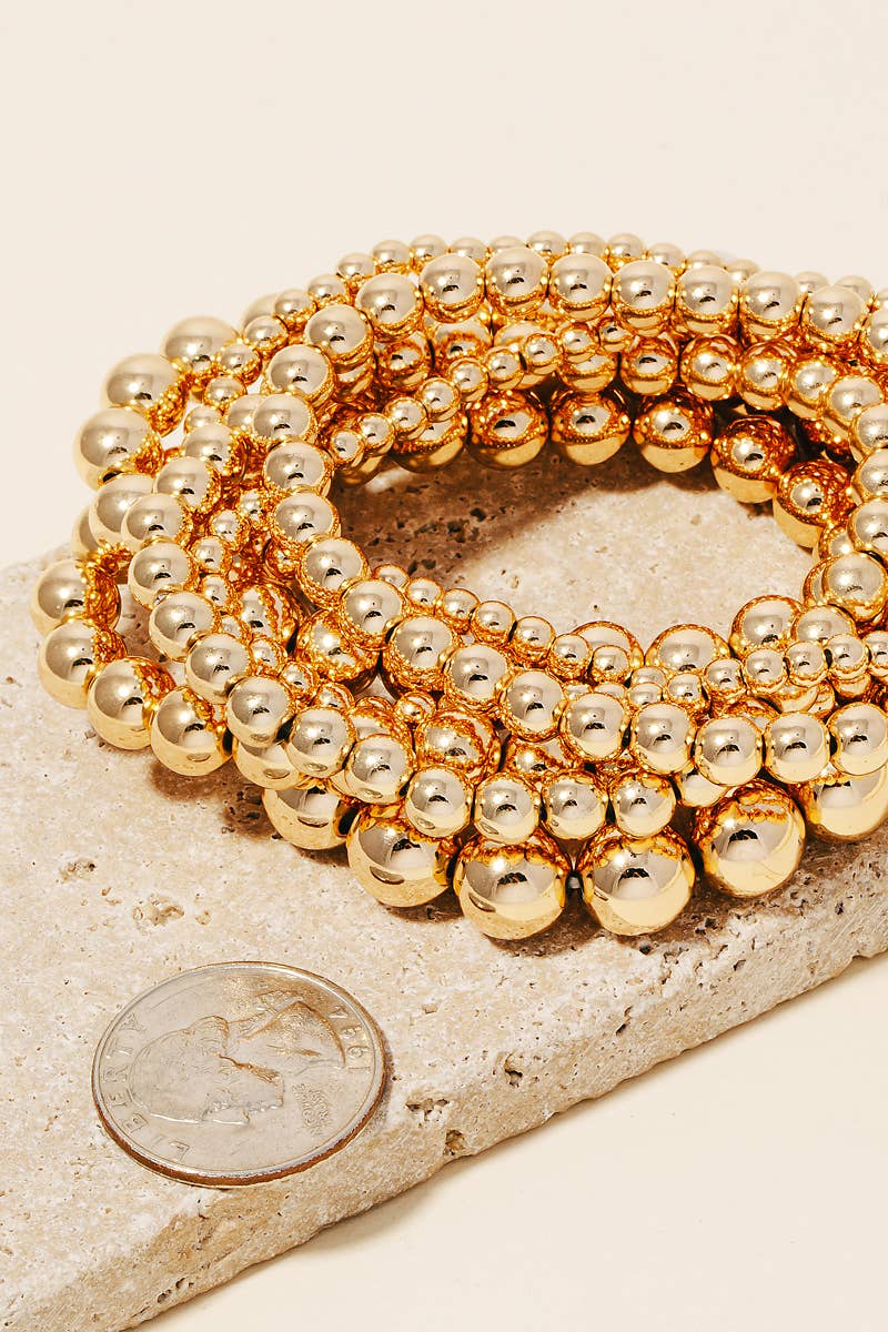 Mixed Sizes Metallic Beaded Bracelet Set