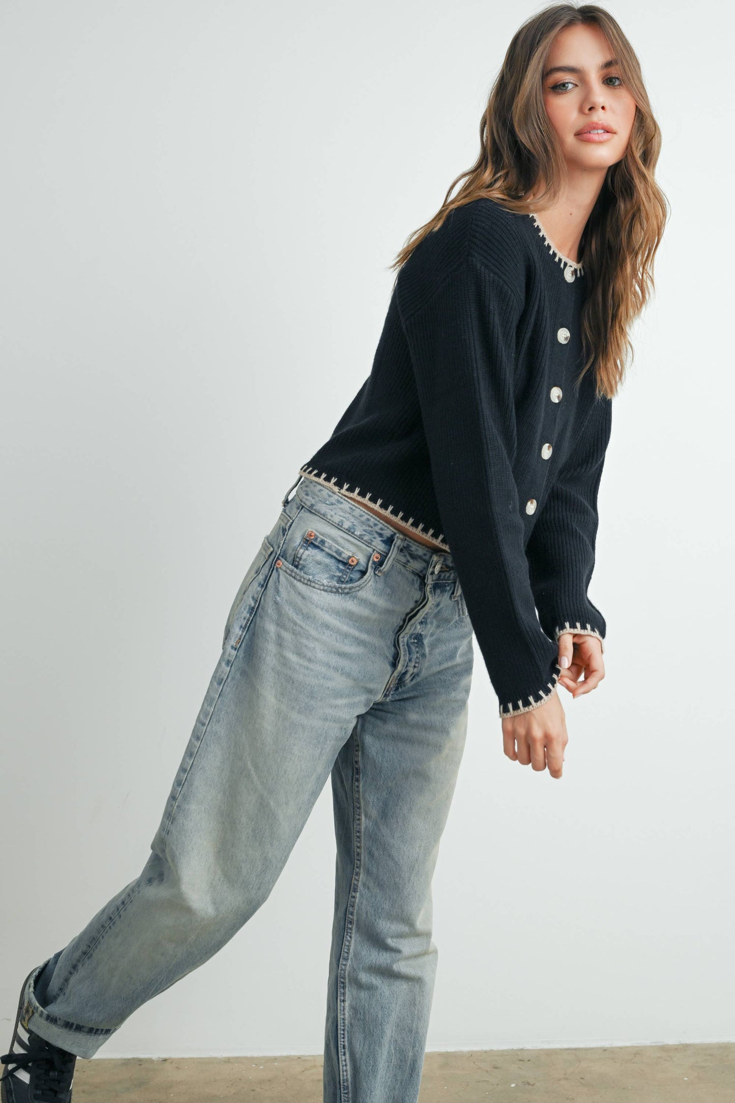 Women's Crewneck Cardigan Sweater