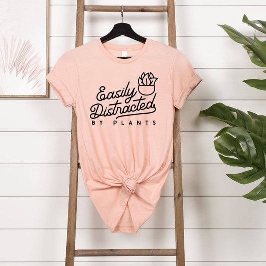 Easily Distracted by Plants Peach Tee