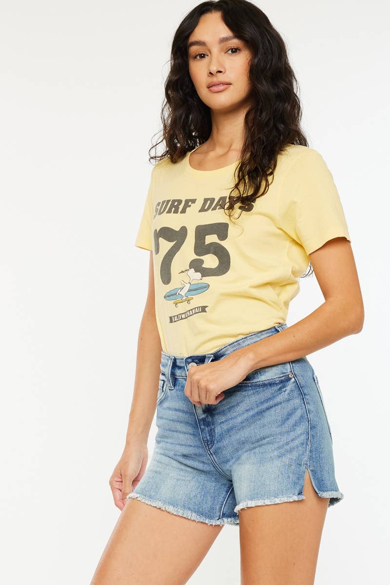 High Rise Denim Shorts - Medium Wash
