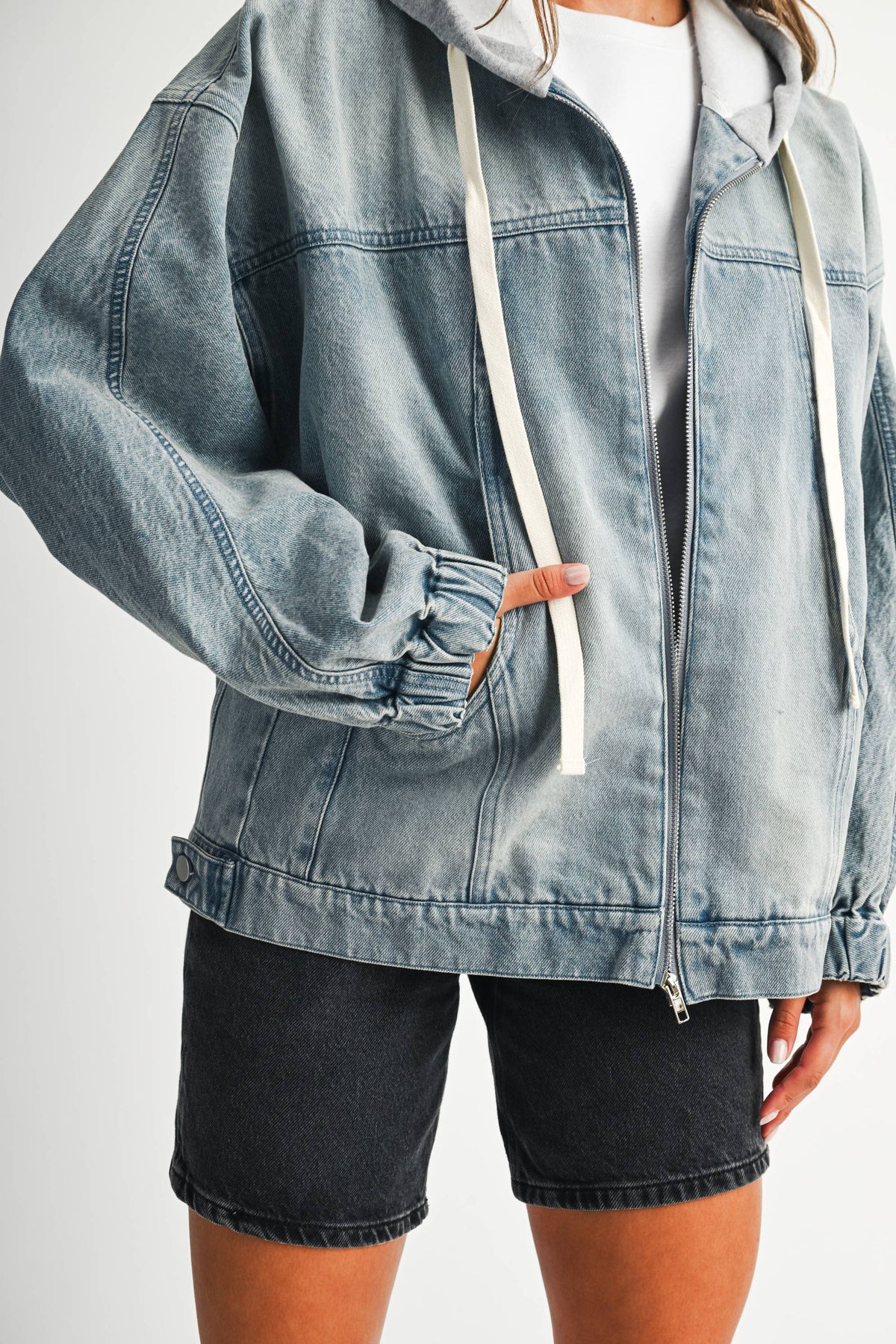 Mineral Wash Oversized Zip-Up Hoodie