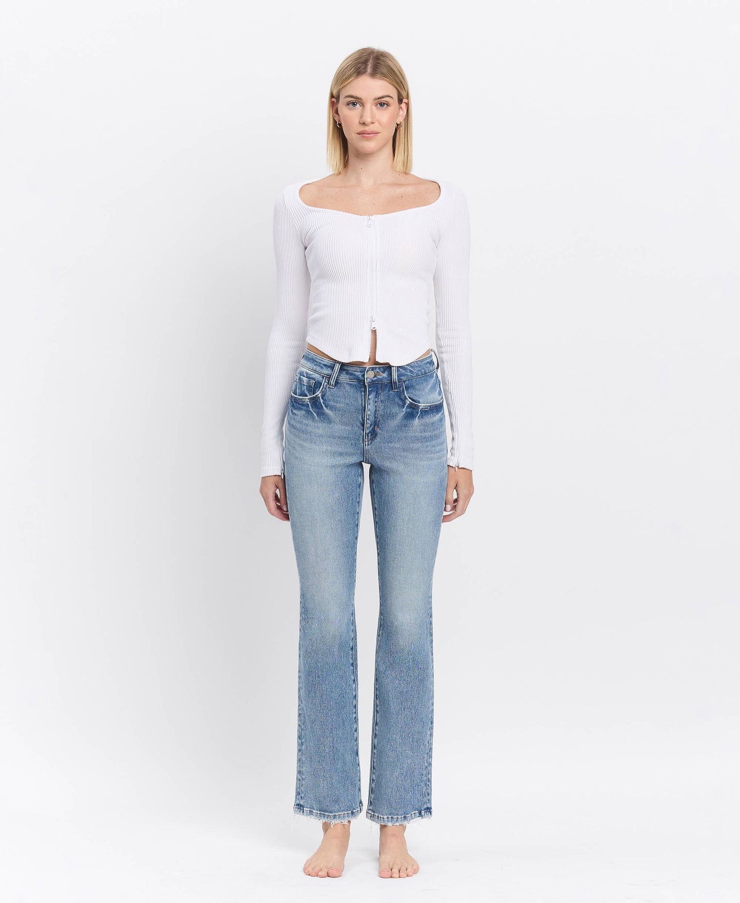 High Rise Full Length Bootcut Jeans