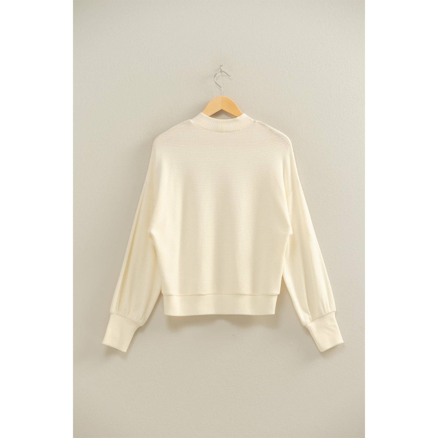 Ribbed Balloon Sleeve Top