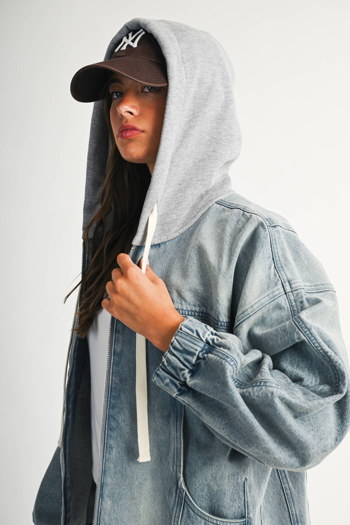 Mineral Wash Oversized Zip-Up Hoodie