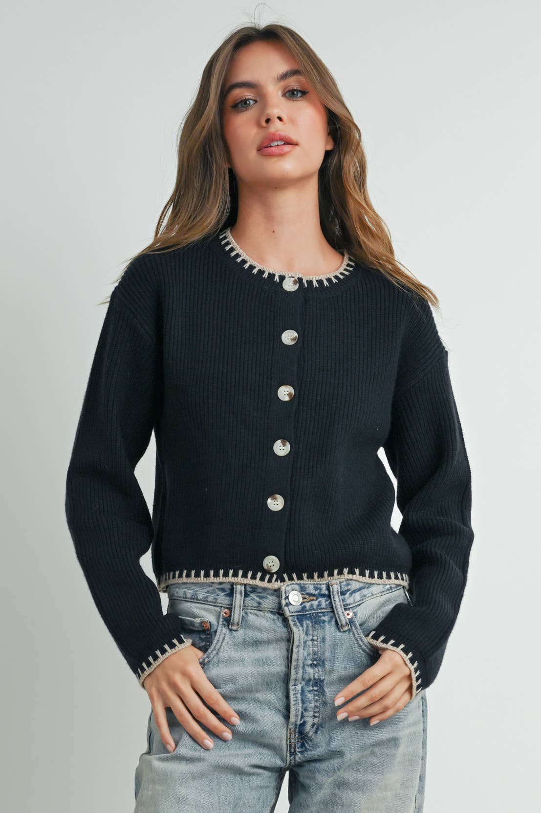 Women's Crewneck Cardigan Sweater