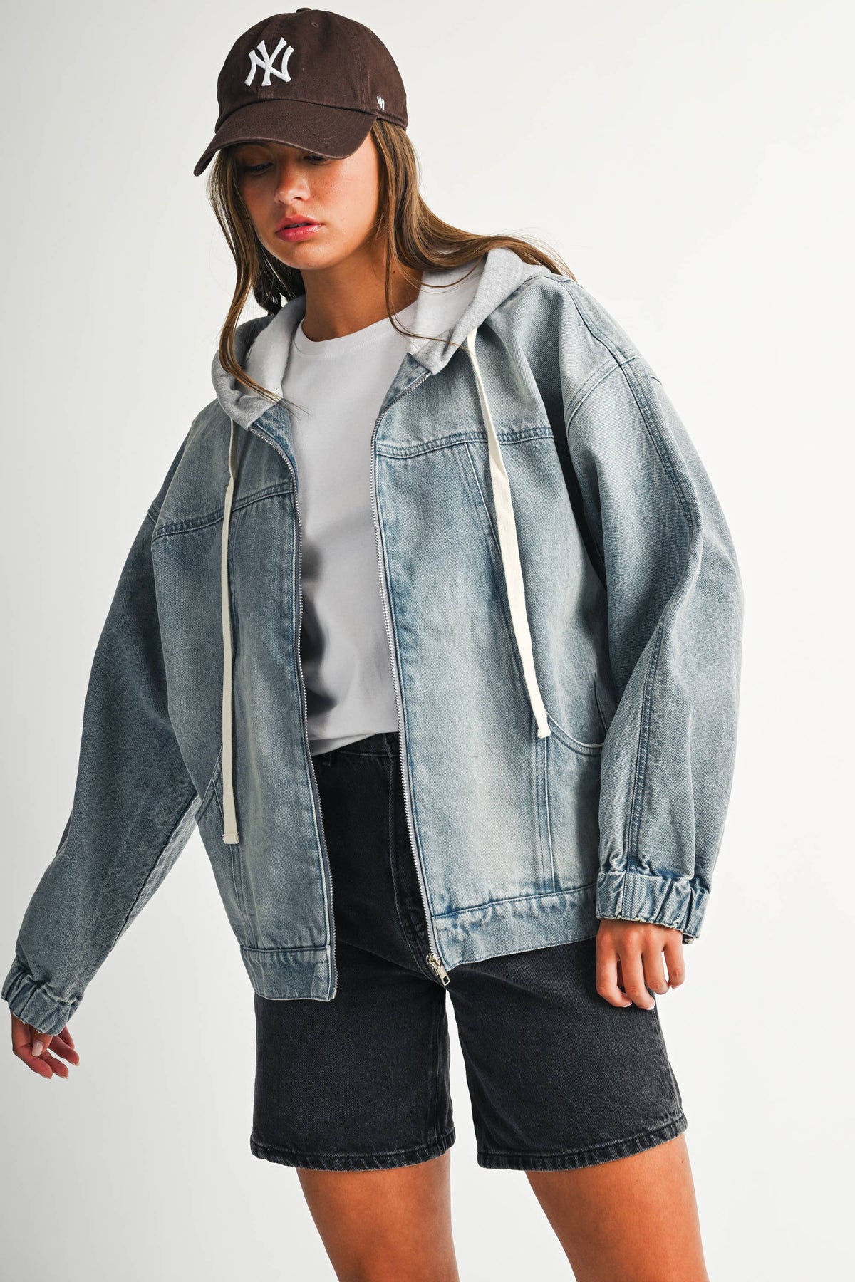 Mineral Wash Oversized Zip-Up Hoodie