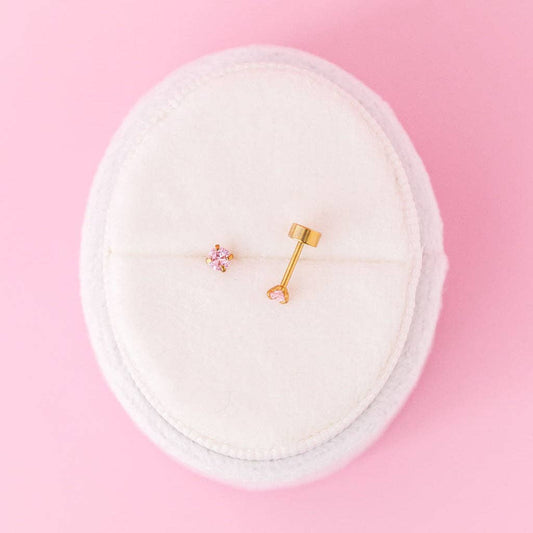Pink CZ Stud Earrings
