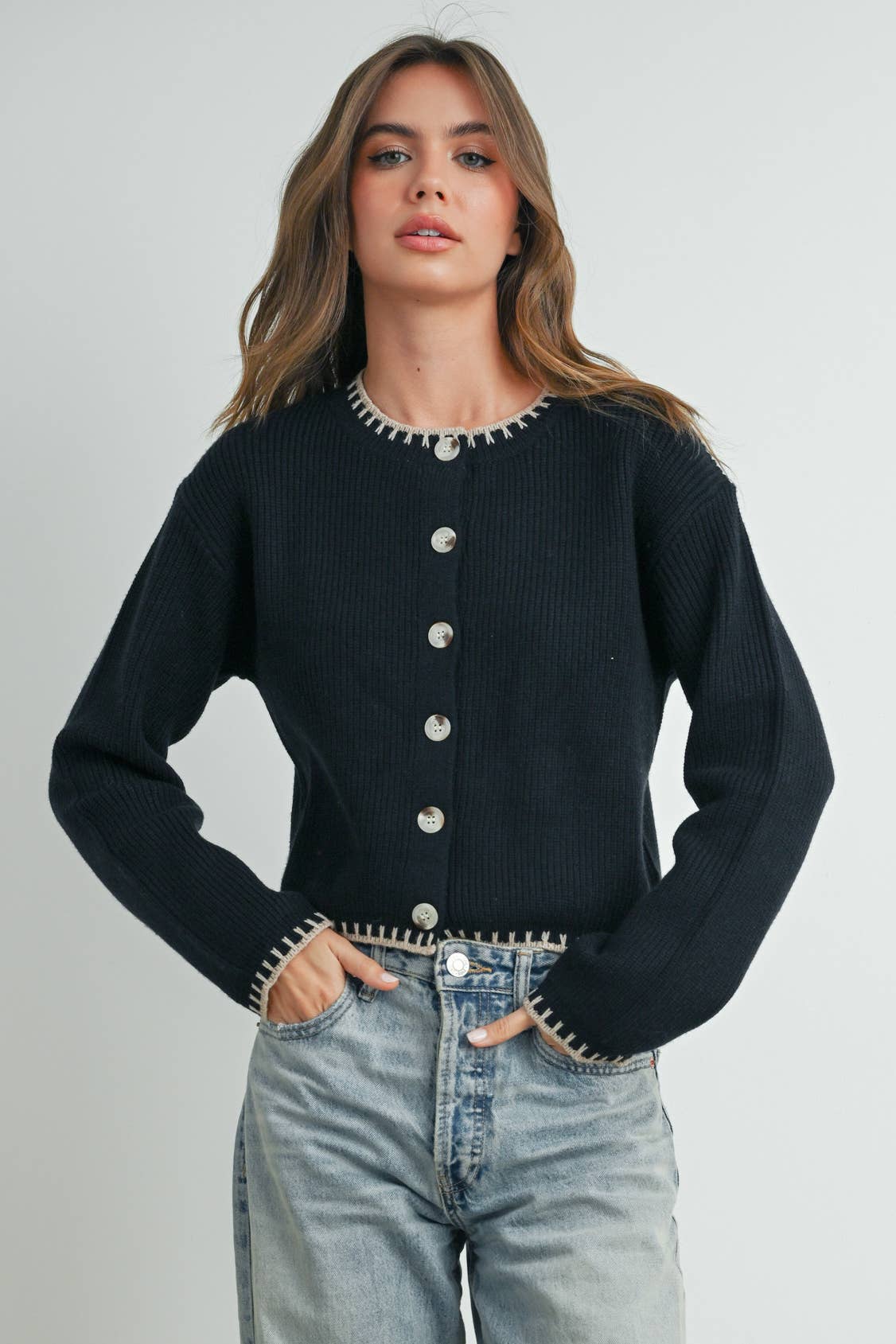 Women's Crewneck Cardigan Sweater